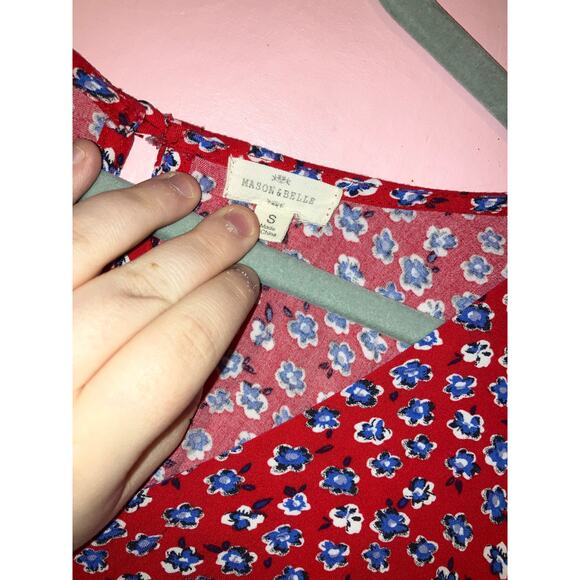Mason & Belle red floral mini dress size small - Picture 3 of 7